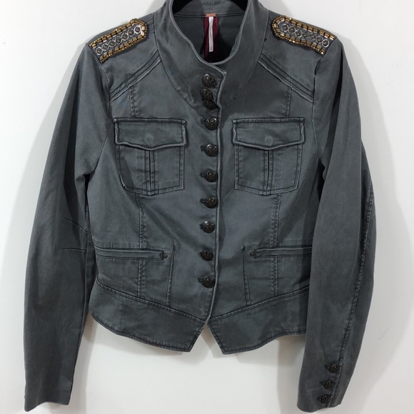 🆕Free People>Faded army utility jacket with bead detail NWOT. - Picture 6 of 10